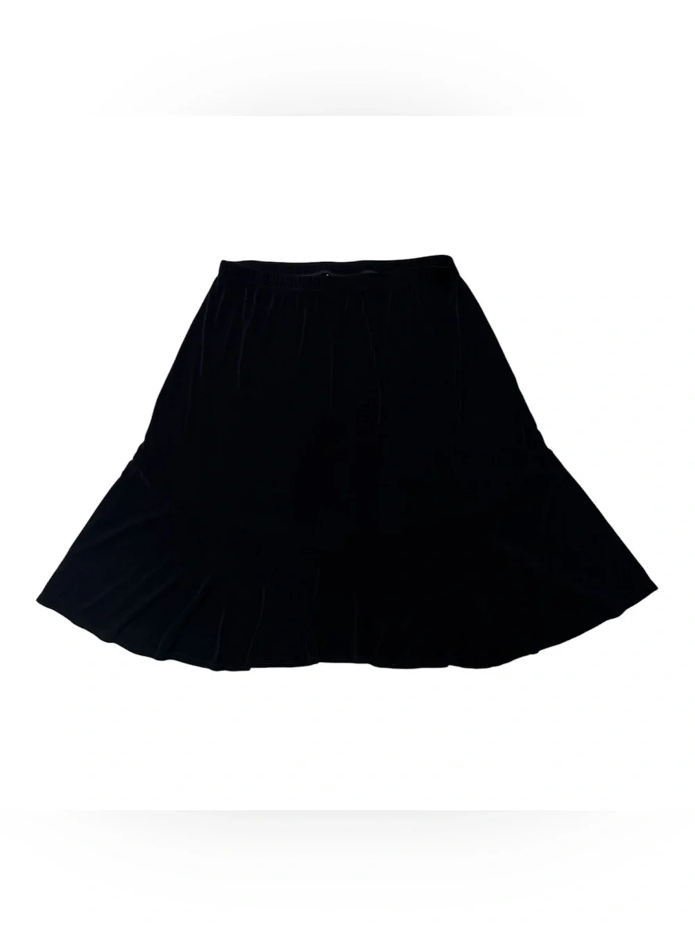 Chico's Travelers Vintage Tiered Trumpet Skirt Size 3 XL Slinky Knit Black Y2K